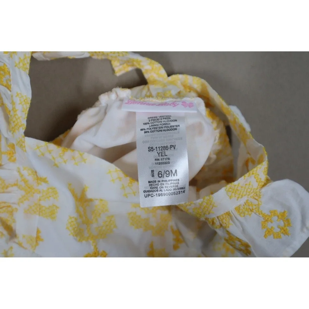 Bonnie Baby Baby Girls Embroidered Sunshine Dress with‎ Flutter Sleeves - Yellow
